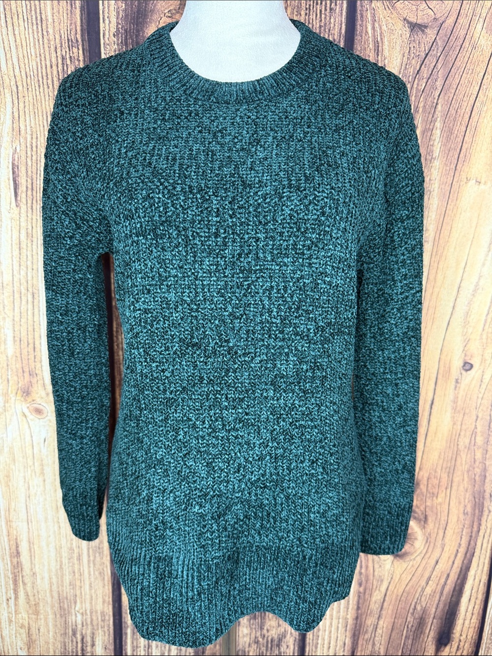 Matty M Teal Marled Crewneck Pullover Sweater